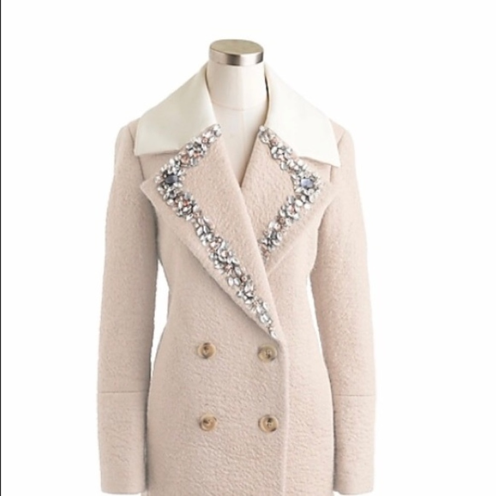 ISO J. Crew Collection jeweled-collar topcoat